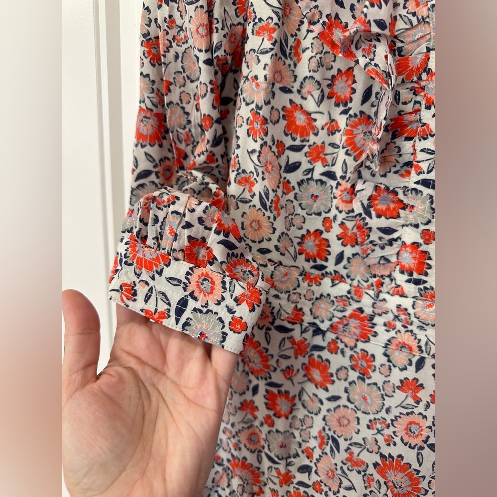 Vineyard Vines Ivy League Ruffle Dress 6 Floral Silk Cotton - Picture 8 of 14